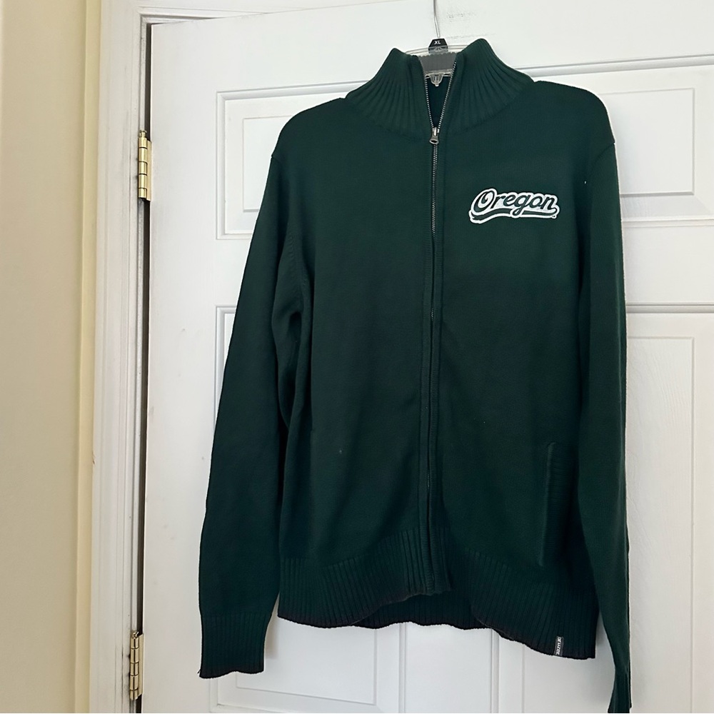 Bruzer Men’s Dark Hunter Green University of Oregon Zip-Up Sweater Size Large L